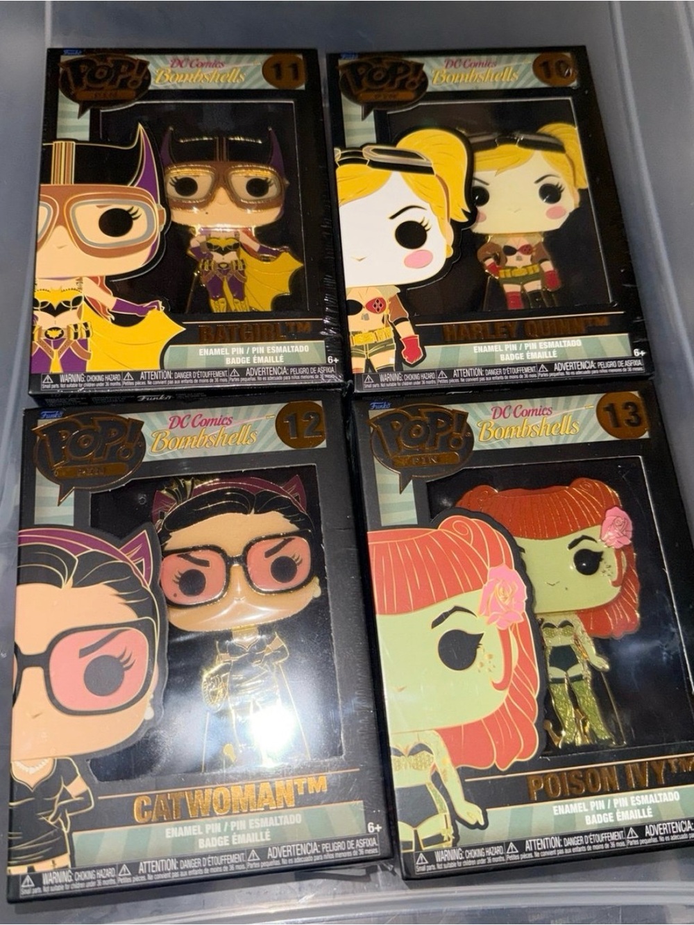 Funko Pop Pins DC Comics Bombshells Catwoman, Harley Quinn, Batgirl & Poison Ivy